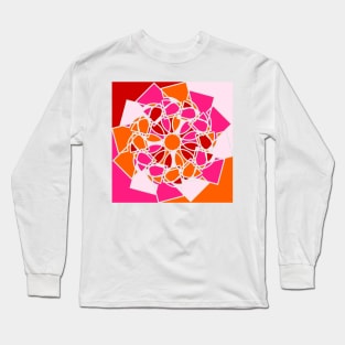 Geometric elements in square print with random bright neon colors Long Sleeve T-Shirt